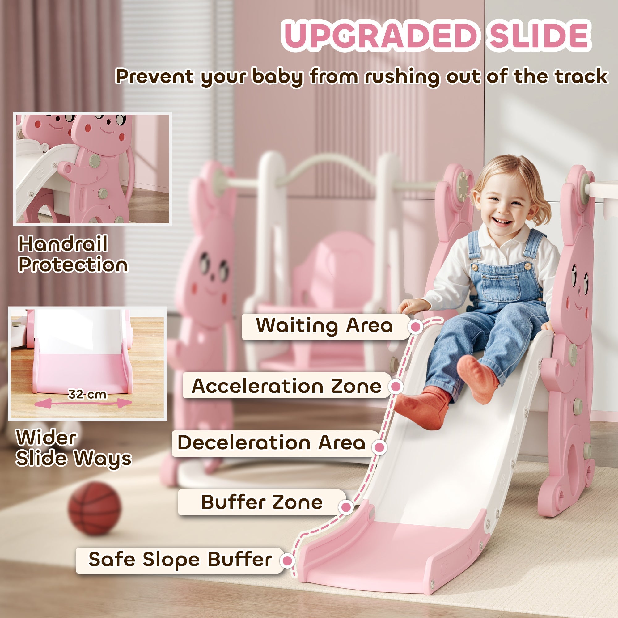Rabbit-Themed Playground Set - Safe Fun for Kids - Slide, Swing & Climber