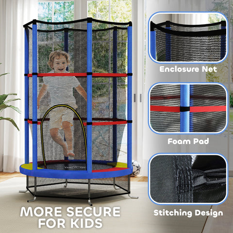 HOMCOM Kids Trampoline Mini Bouncer w/ Enclosure Net for 3-6 Years