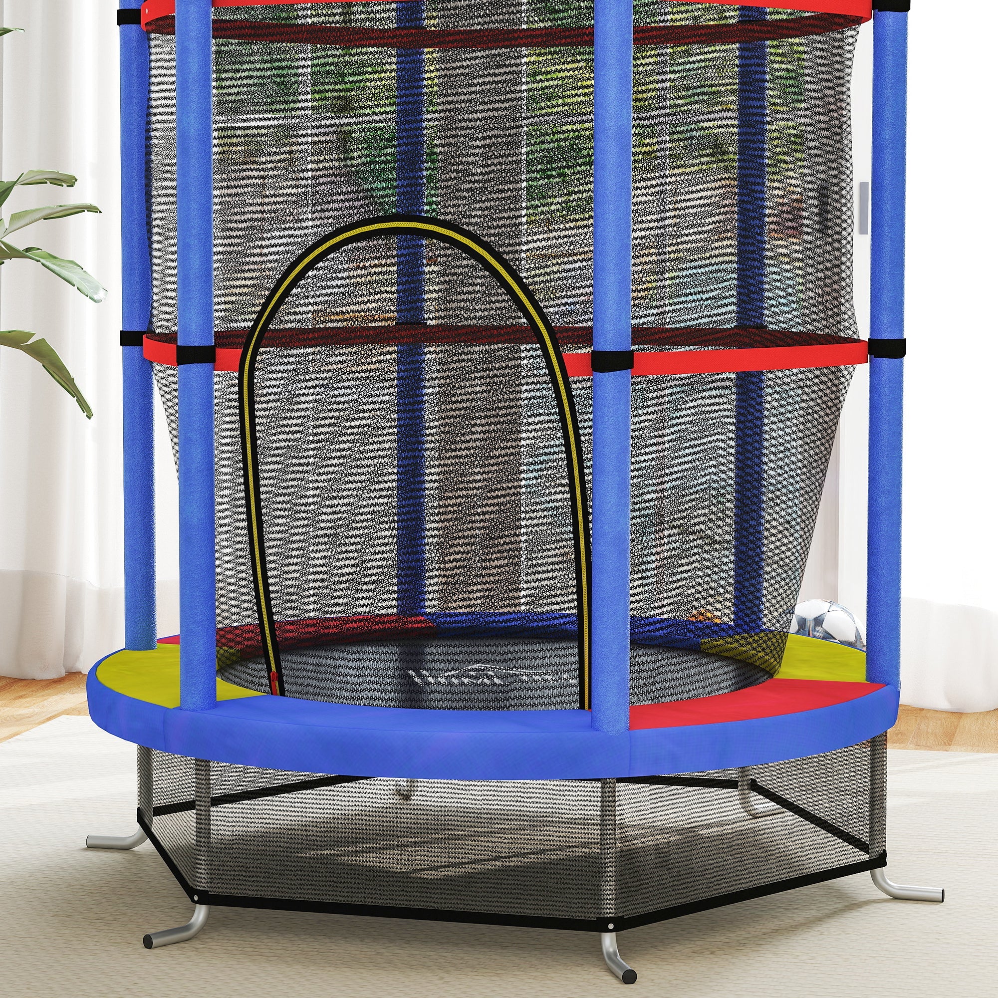 HOMCOM Kids Trampoline Mini Bouncer w/ Enclosure Net for 3-6 Years