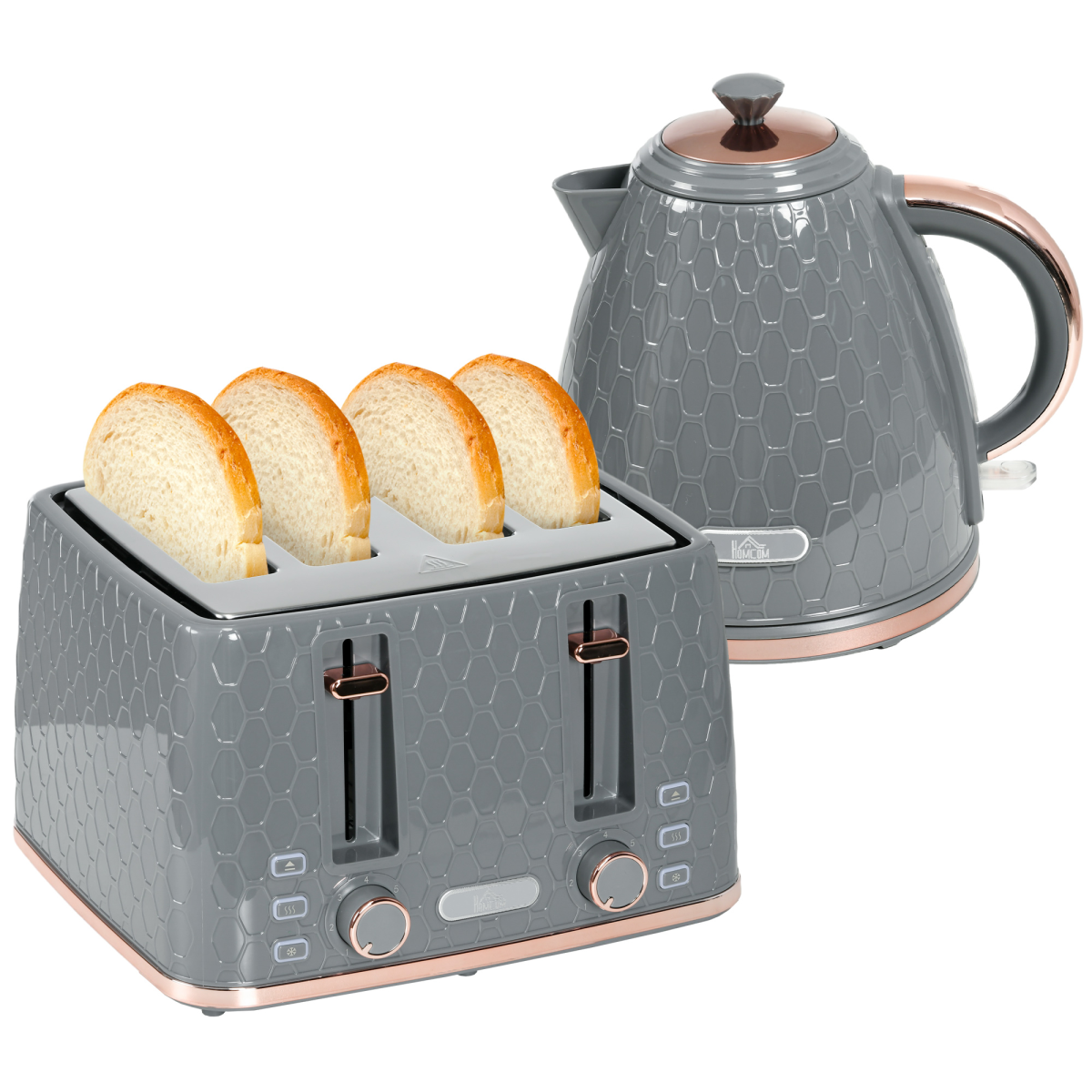 HOMCOM Kettle and Toaster Set 1.7L Fast Boil Kettle & 2 Slice Toaster Set
