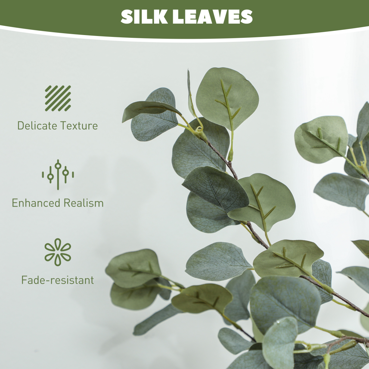 HOMCOM 2 Pack Artificial Plants, Faux Silk Eucalyptus Trees