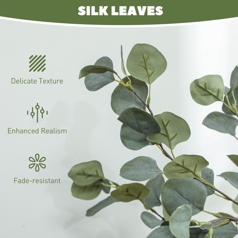 HOMCOM 2 Pack Artificial Plants, Faux Silk Eucalyptus Trees