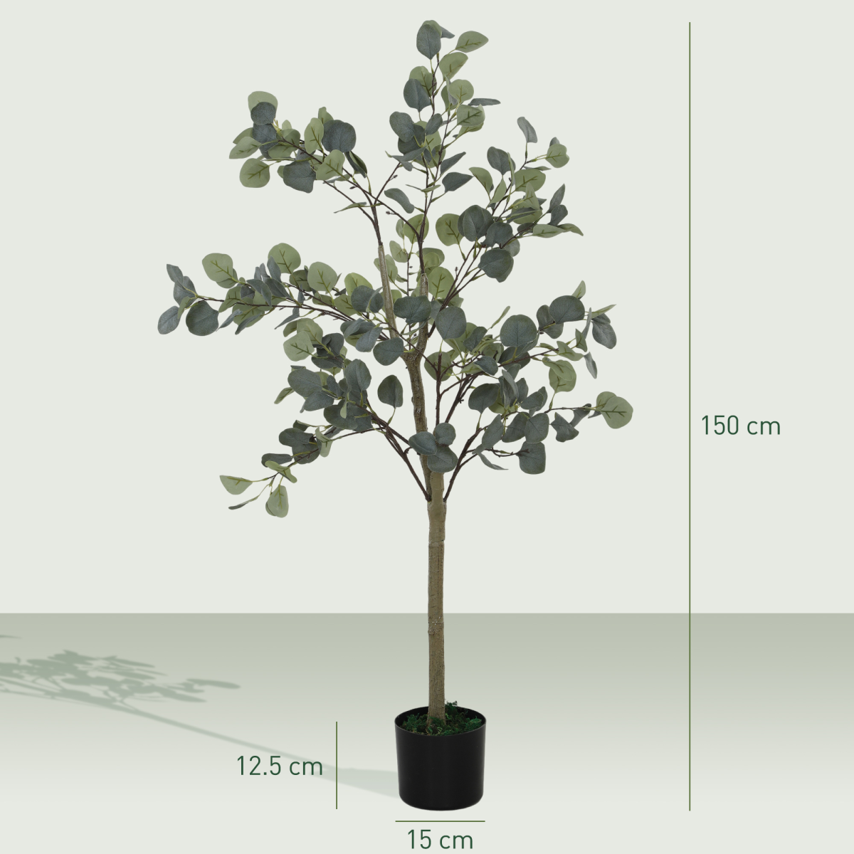 HOMCOM 2 Pack Artificial Plants, Faux Silk Eucalyptus Trees