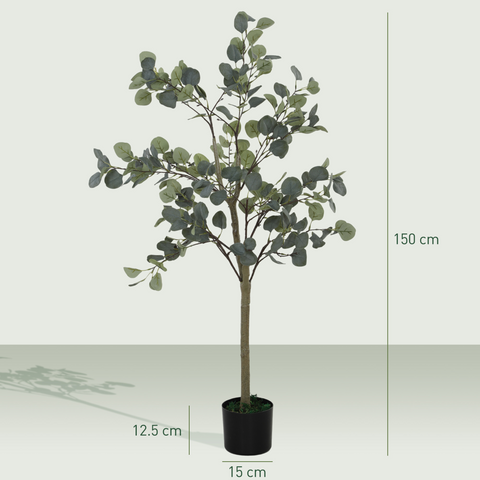 HOMCOM 2 Pack Artificial Plants, Faux Silk Eucalyptus Trees