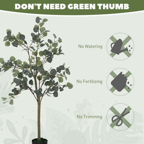 HOMCOM 2 Pack Artificial Plants, Faux Silk Eucalyptus Trees