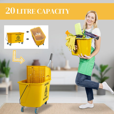 Efficient 20L Mop Bucket with Side Press Wringer for Optimal Cleaning