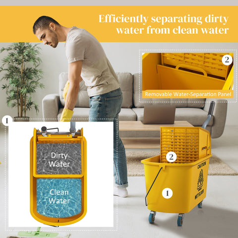 Efficient 20L Mop Bucket with Side Press Wringer for Optimal Cleaning