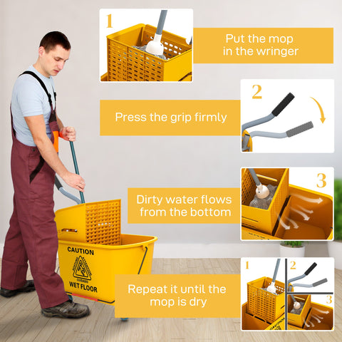 Efficient 20L Mop Bucket with Side Press Wringer for Optimal Cleaning