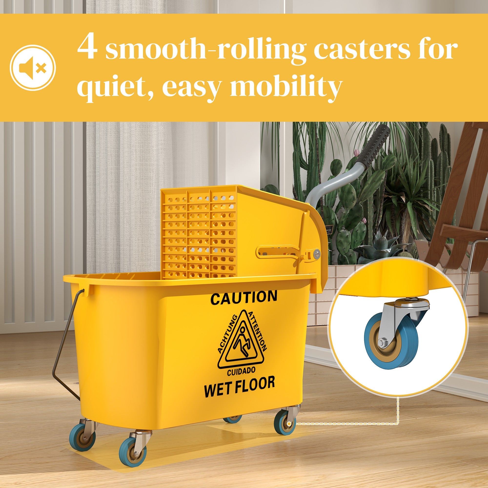 Efficient 20L Mop Bucket with Side Press Wringer for Optimal Cleaning