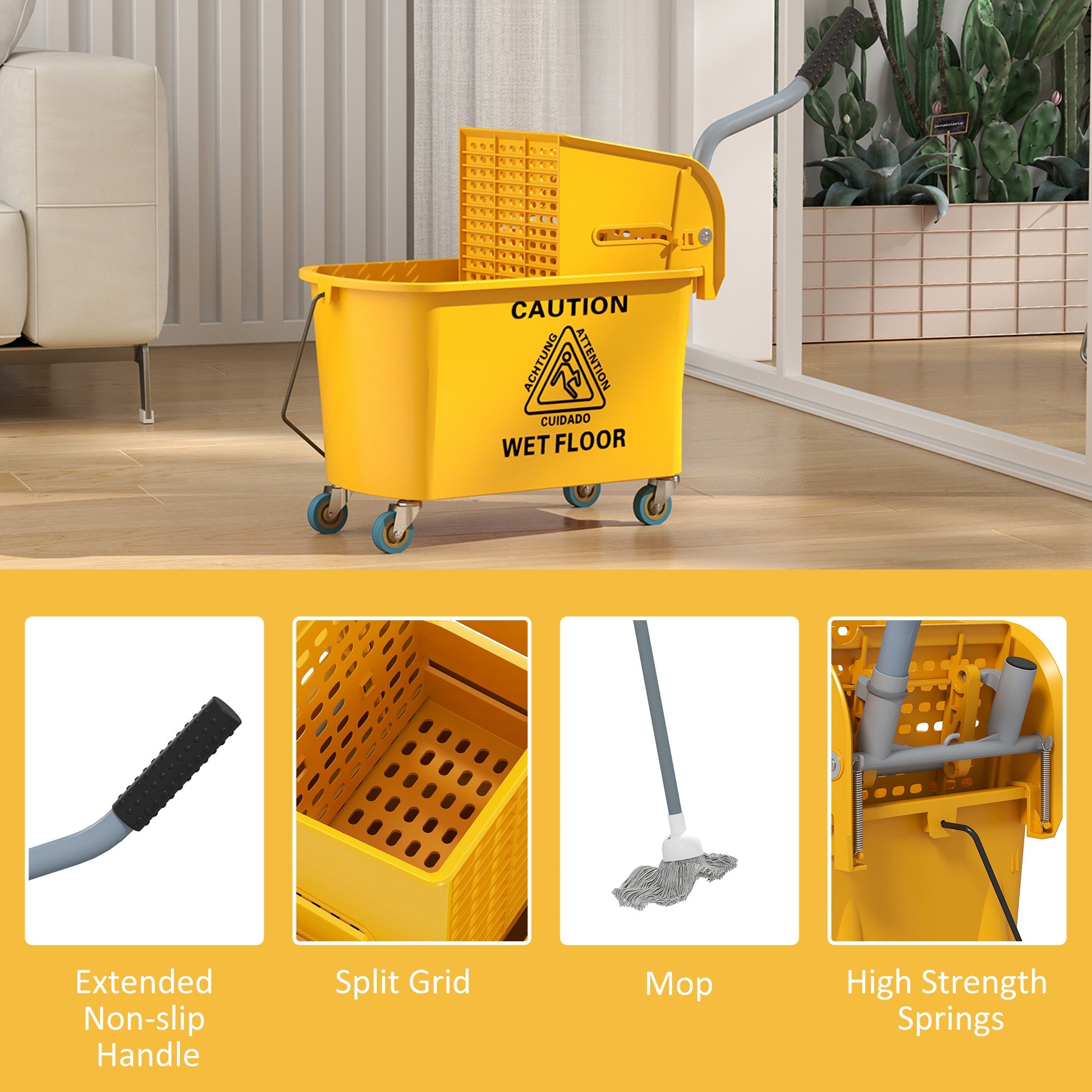 Efficient 20L Mop Bucket with Side Press Wringer for Optimal Cleaning