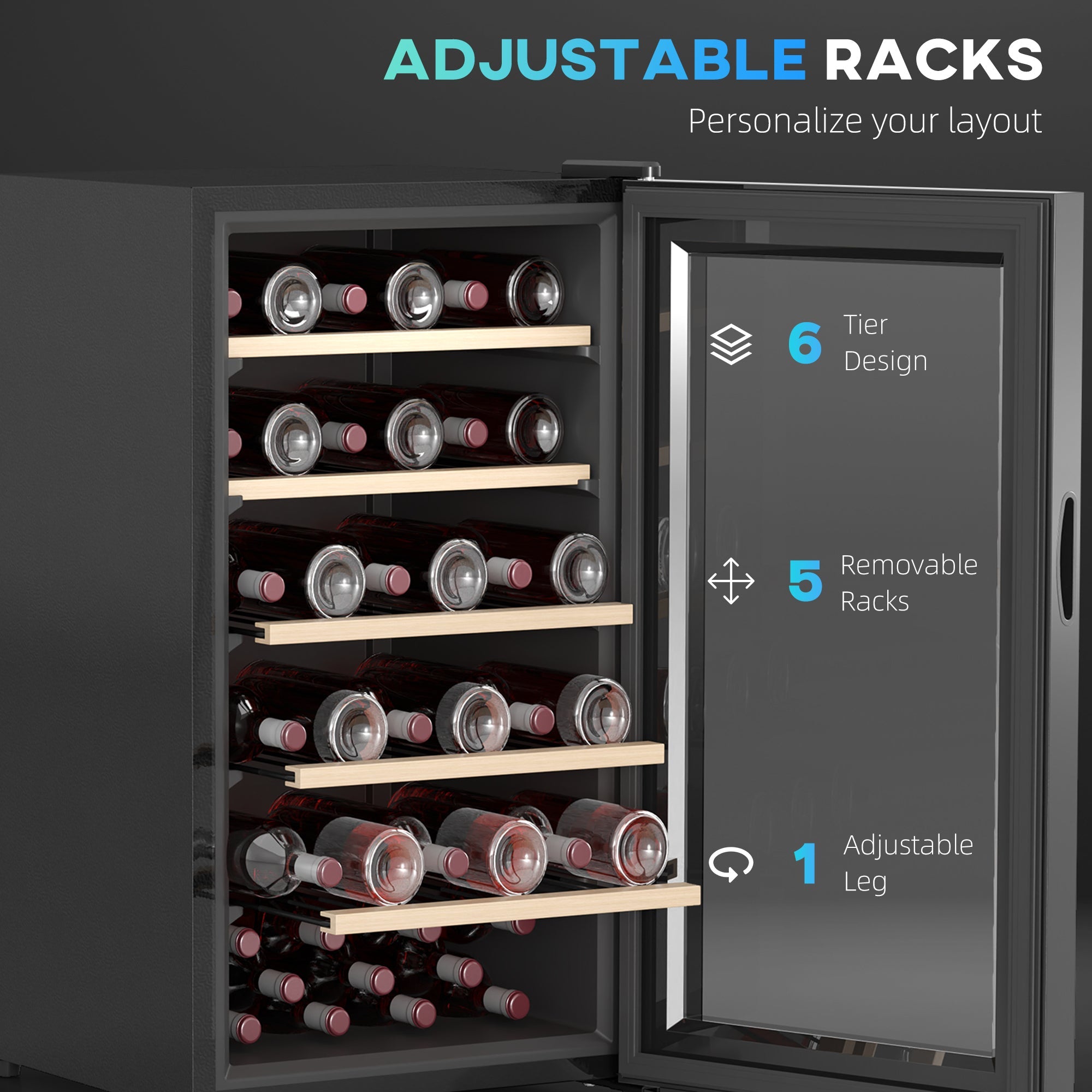HOMCOM 41 Bottle Wine Cooler Fridge, Freestanding Wine Refrigerator