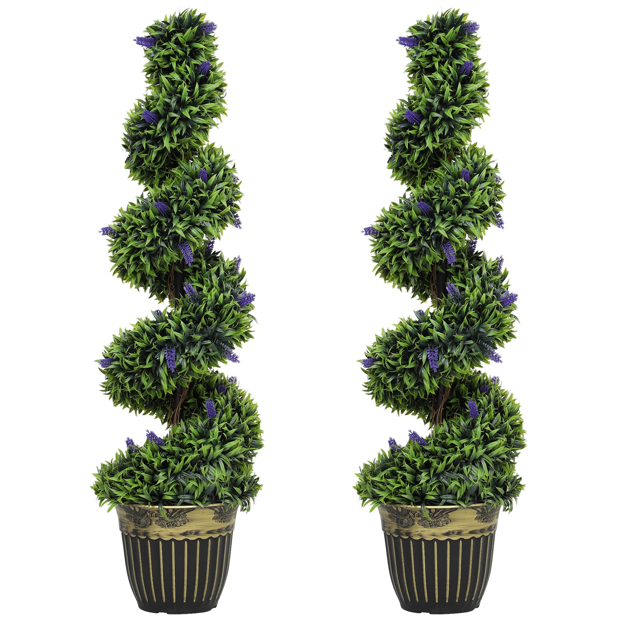 Elegant Spiral Boxwood & Lavender Plant Set – Low Maintenance Decor
