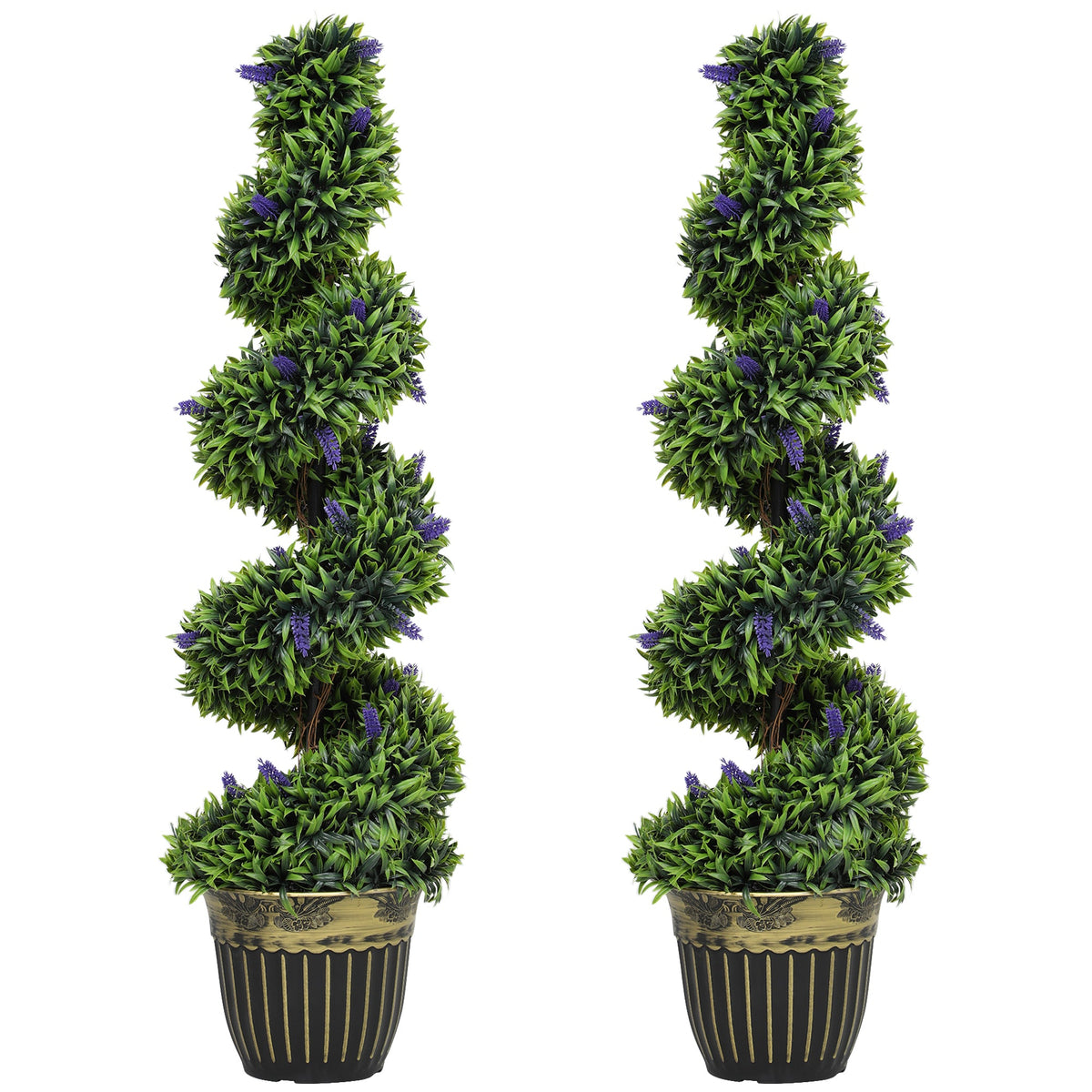 Elegant Spiral Boxwood & Lavender Plant Set – Low Maintenance Decor