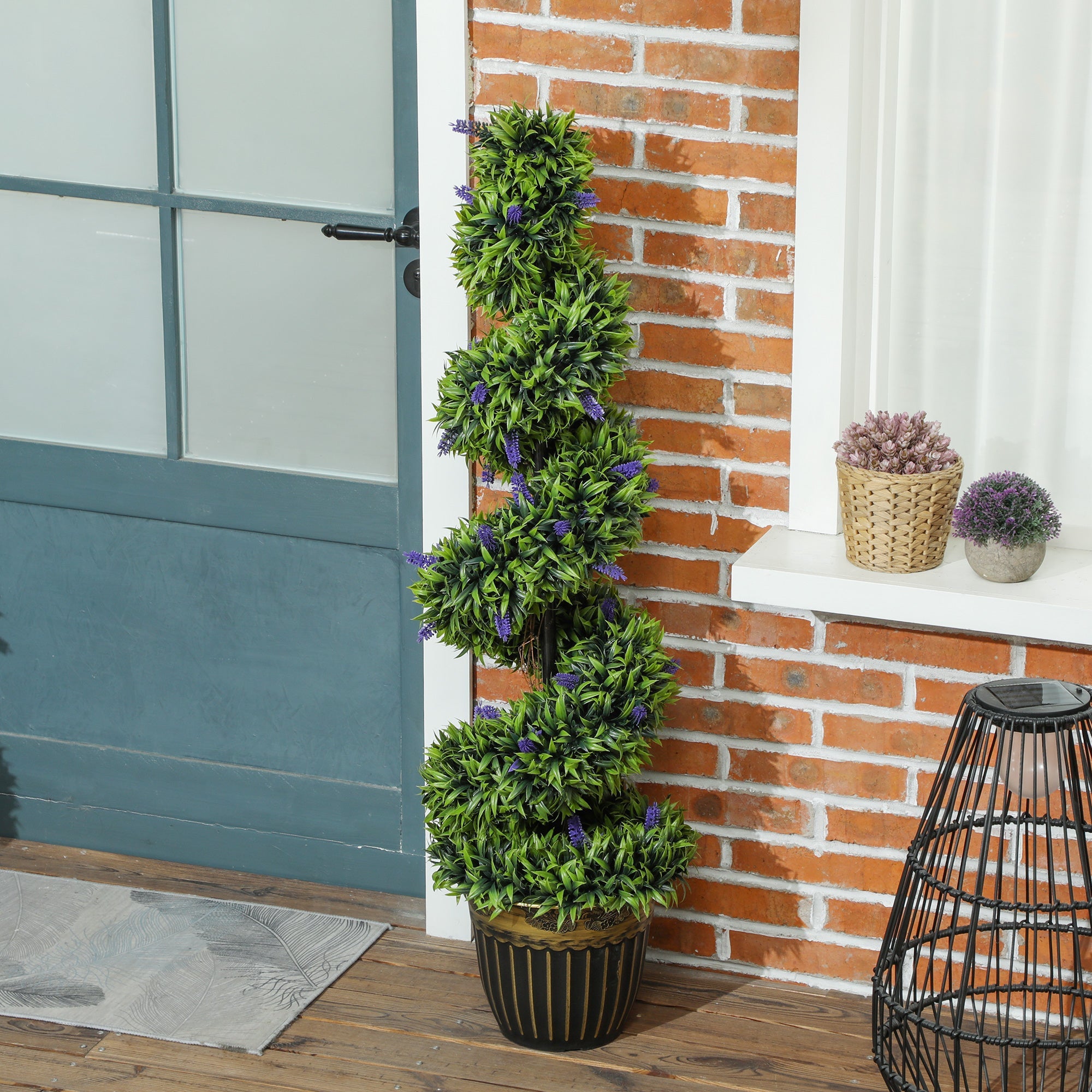 Elegant Spiral Boxwood & Lavender Plant Set – Low Maintenance Decor