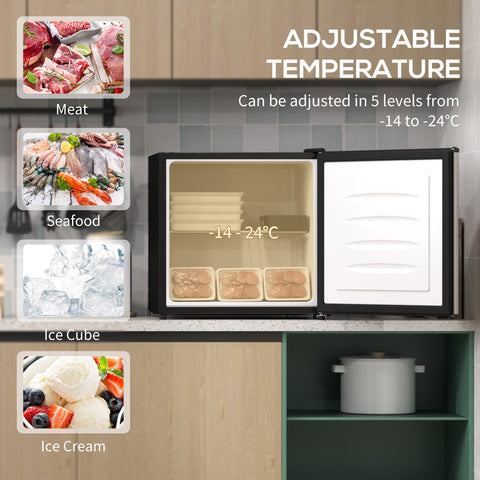 HOMCOM 35L Tabletop Freezer with Adjustable Temperature Wire Shelf Silver