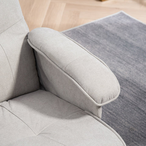 HOMCOM Swivel Recliner Chair with Footstool and Wooden Base, Light Grey