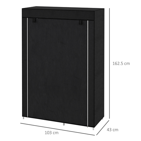 HOMCOM Fabric Wardrobe w/ Shelves Hanging Rail Foldable Closets