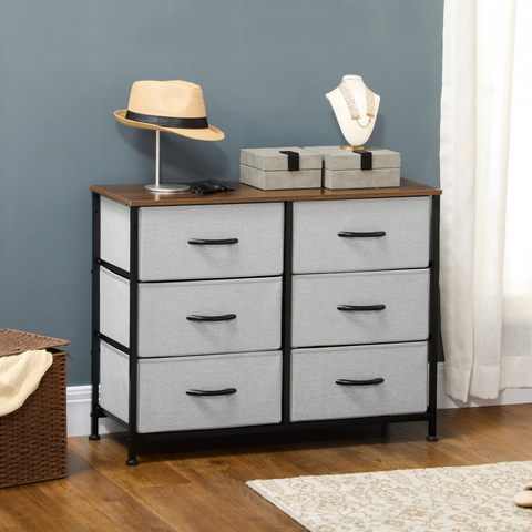 HOMCOM 8 Drawer Fabric Chest of Drawers w/ Wooden Top for Hallway