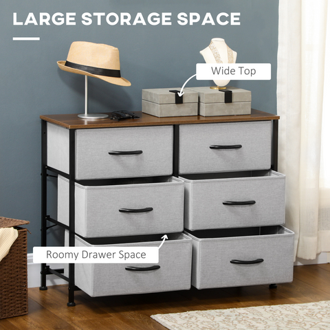 HOMCOM 8 Drawer Fabric Chest of Drawers w/ Wooden Top for Hallway