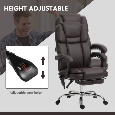 Vinsetto Massage Office Chair, PU Leather High Back Recliner