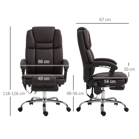 Vinsetto Massage Office Chair, PU Leather High Back Recliner