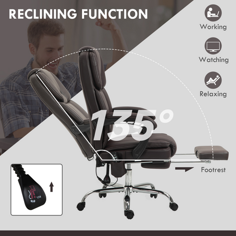 Vinsetto Massage Office Chair, PU Leather High Back Recliner