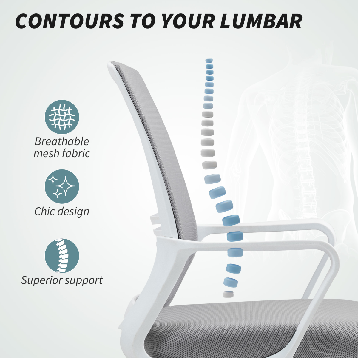 HOMCOM Draughtsman Chair, Mesh Ergonomic Drafting Chair