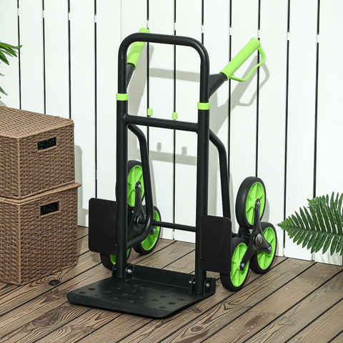 DURHAND Climbing Stairs Trolley Hand Trucks 6-Wheels Foldable Load Cart Steel