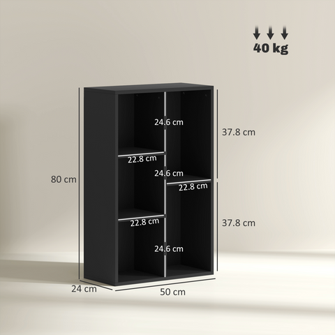HOMCOM 2-Tier Bookshelf with 5 Open Storage Compartments
