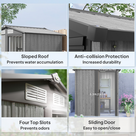 Outsunny 5ft x 4.3ft Outdoor Metal Storage Shed with Sliding Door Sloped Roof