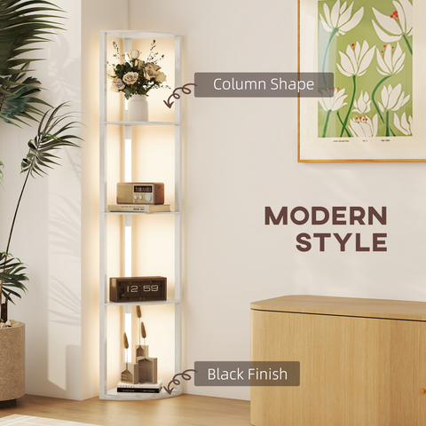 HOMCOM Corner Floor Lamp with Dimmable Warm White LED Light