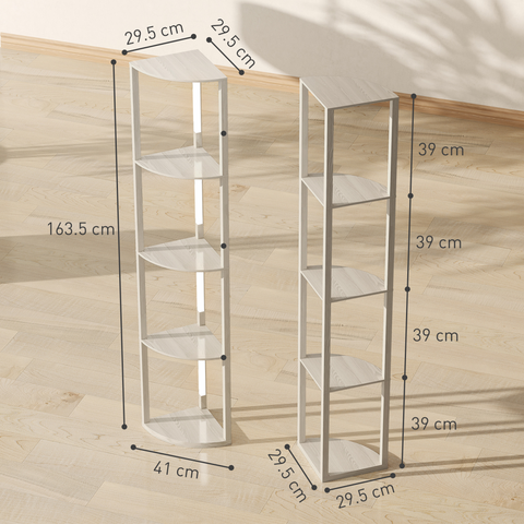 HOMCOM Corner Floor Lamp with Dimmable Warm White LED Light