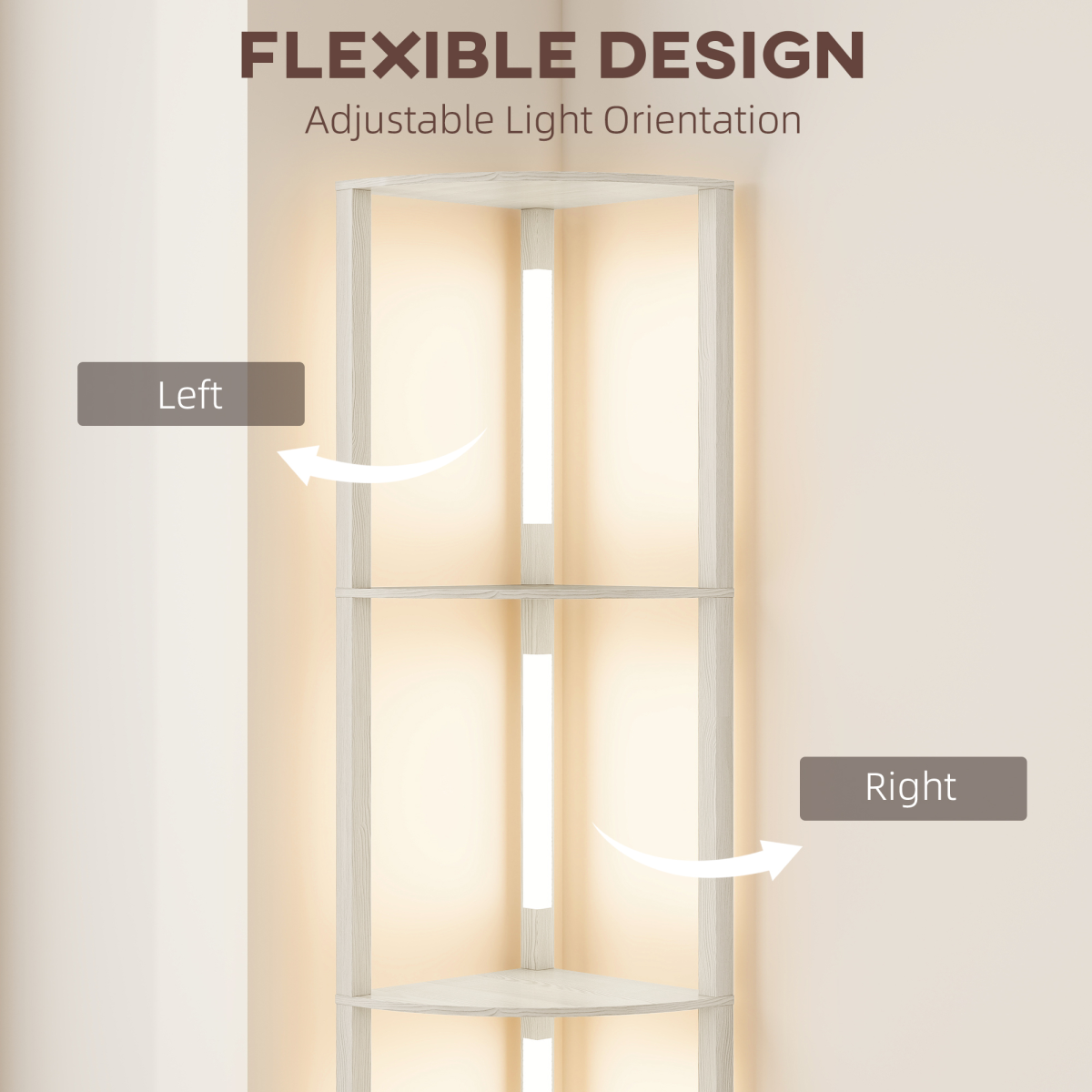 HOMCOM Corner Floor Lamp with Dimmable Warm White LED Light