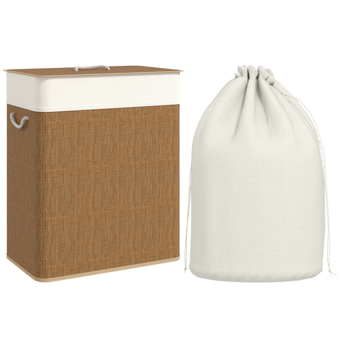 HOMCOM 100L Laundry Basket with Lid, Washing Basket for Bathroom