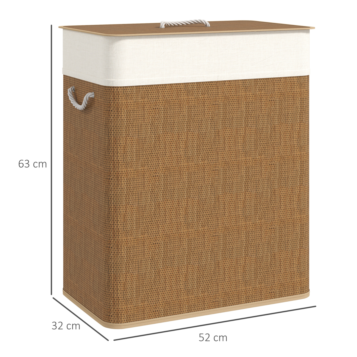 HOMCOM 100L Laundry Basket with Lid, Washing Basket for Bathroom