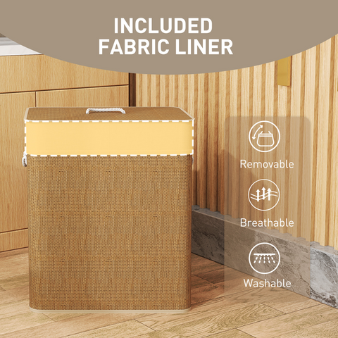 HOMCOM 100L Laundry Basket with Lid, Washing Basket for Bathroom