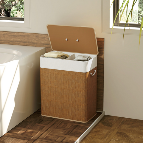 HOMCOM 100L Laundry Basket with Lid, Washing Basket for Bathroom