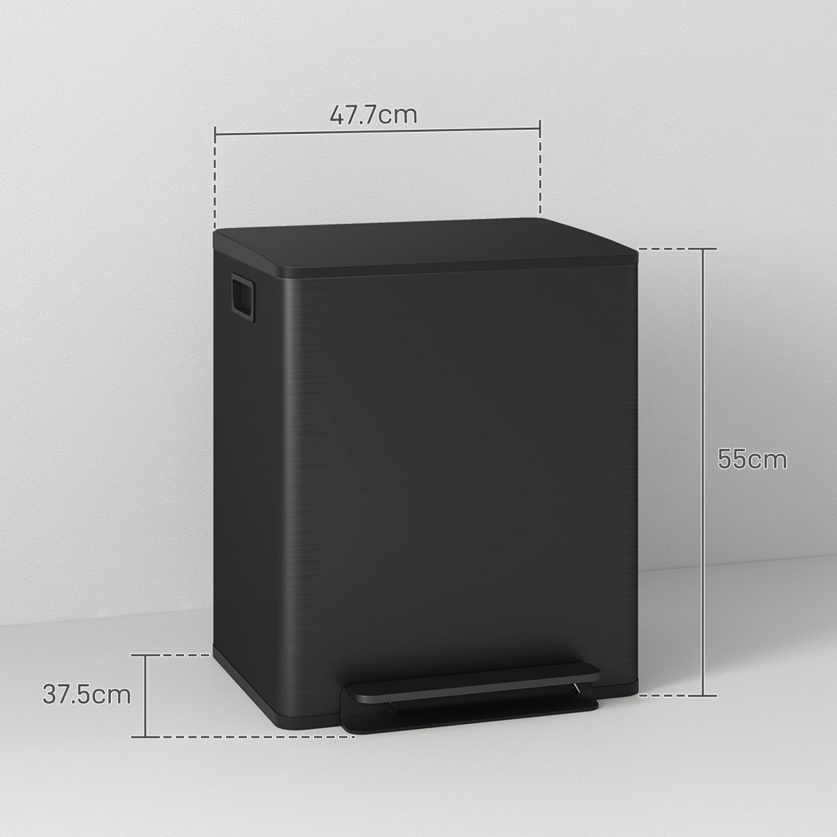HOMCOM 2 x 25L Double Kitchen Bin, Pedal Bin with Soft-Close Lid