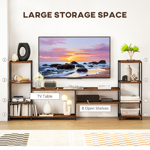HOMCOM TV Unit for TVs up to 60 Inches, Industrial TV Stand with Shelves