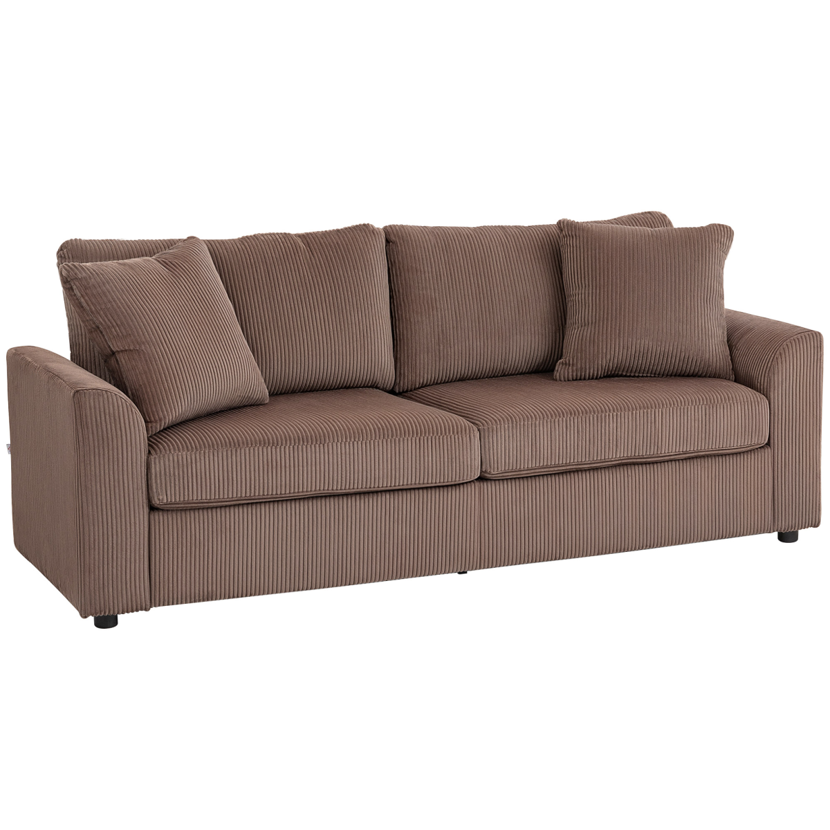 HOMCOM 212 cm Upholstered Jumbo Cord Sofa Couch with Spring Cushion