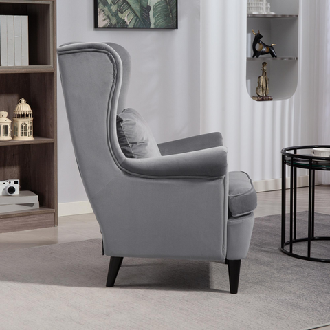 HOMCOM Wingback Chair, Modern Accent Chair for Living Room Bedroom