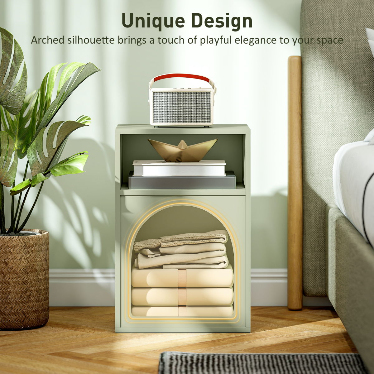 HOMCOM Bedside Table, Modern Bedside Cabinet for Bedroom