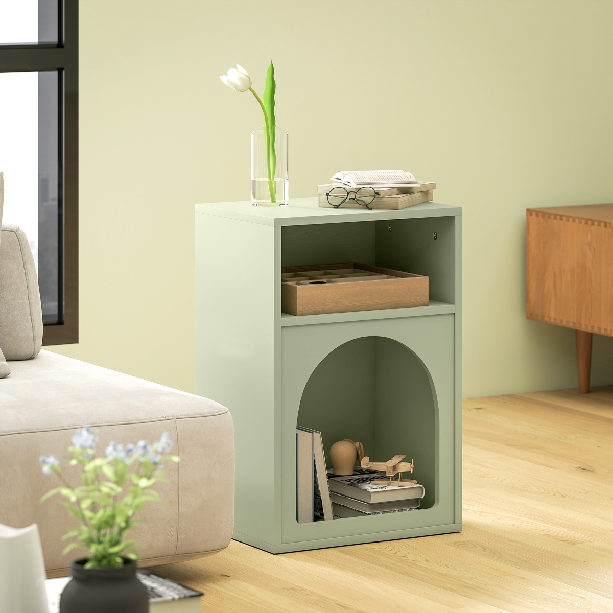 HOMCOM Bedside Table, Modern Bedside Cabinet for Bedroom