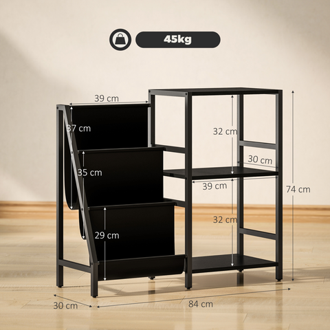 HOMCOM Record Player Stand, 3-Tier Side Table with Vinyl Record Storage