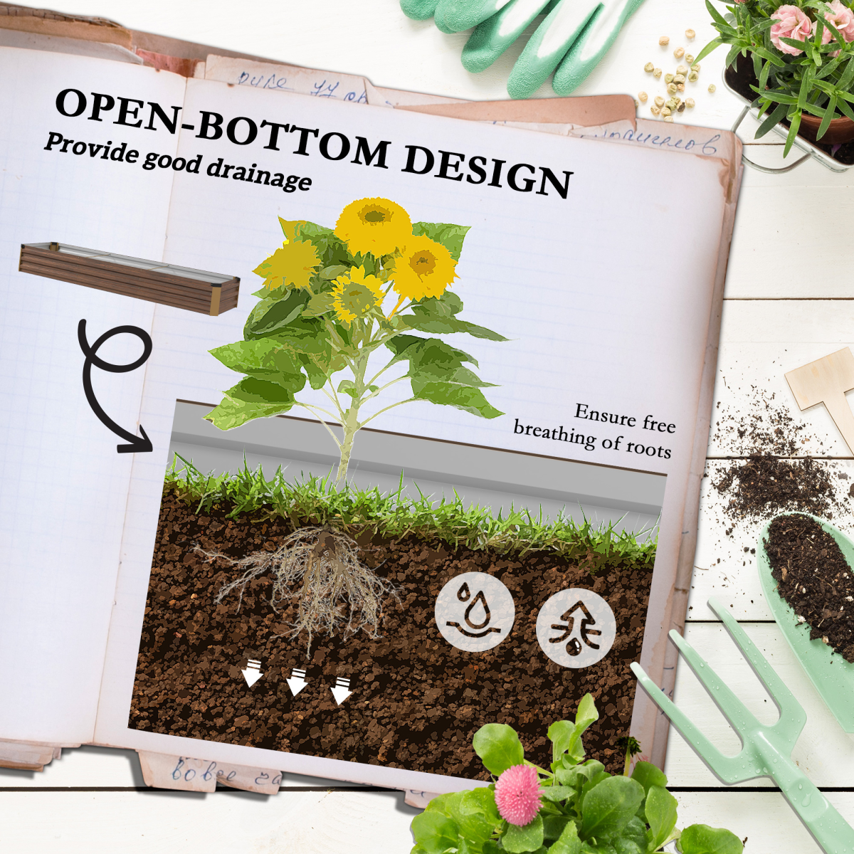 Outsunny Galvanised Raised Bed for Garden, Outdoor Elevated Planter Box