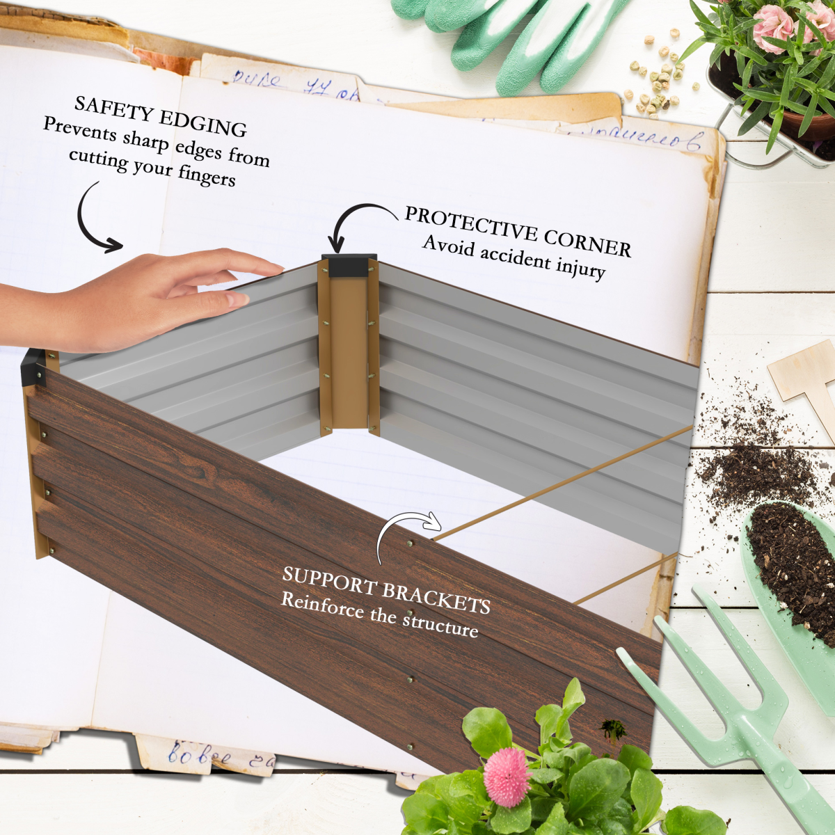 Outsunny Galvanised Raised Bed for Garden, Outdoor Elevated Planter Box