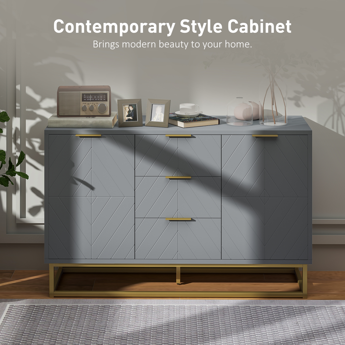 HOMCOM Sideboard Storage Cabinet with Adjustable Shelves