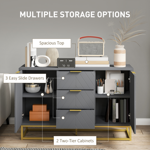 HOMCOM Sideboard Storage Cabinet with Adjustable Shelves