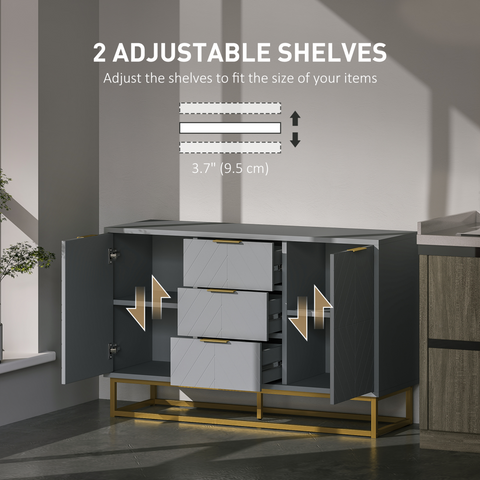 HOMCOM Sideboard Storage Cabinet with Adjustable Shelves