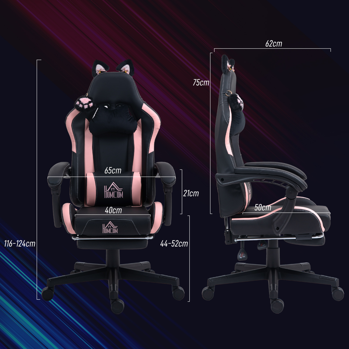 HOMCOM Gaming Chair with Footrest, Reclining Computer Chair